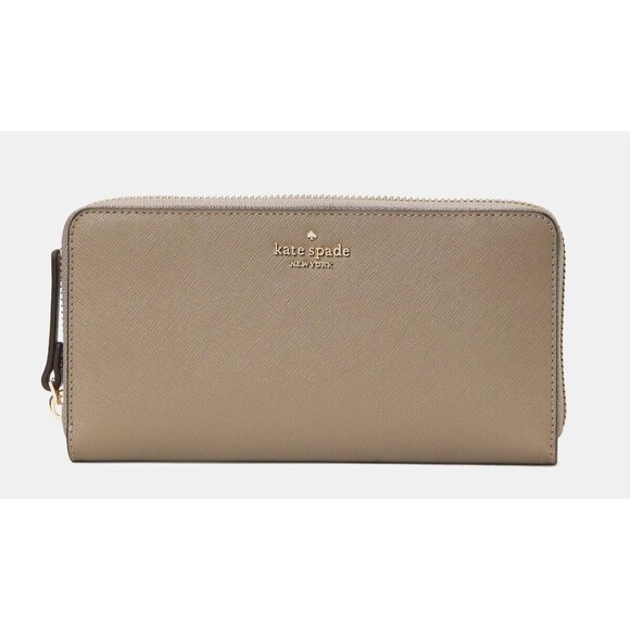 New Kate Spade Laurel Way Neda Large Wallet Saffiano Leather Thunder Cloud - Picture 1 of 3